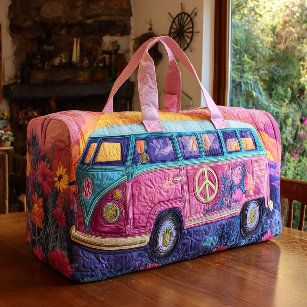 Soul Rider Van quilted weekend bag – pink peace van