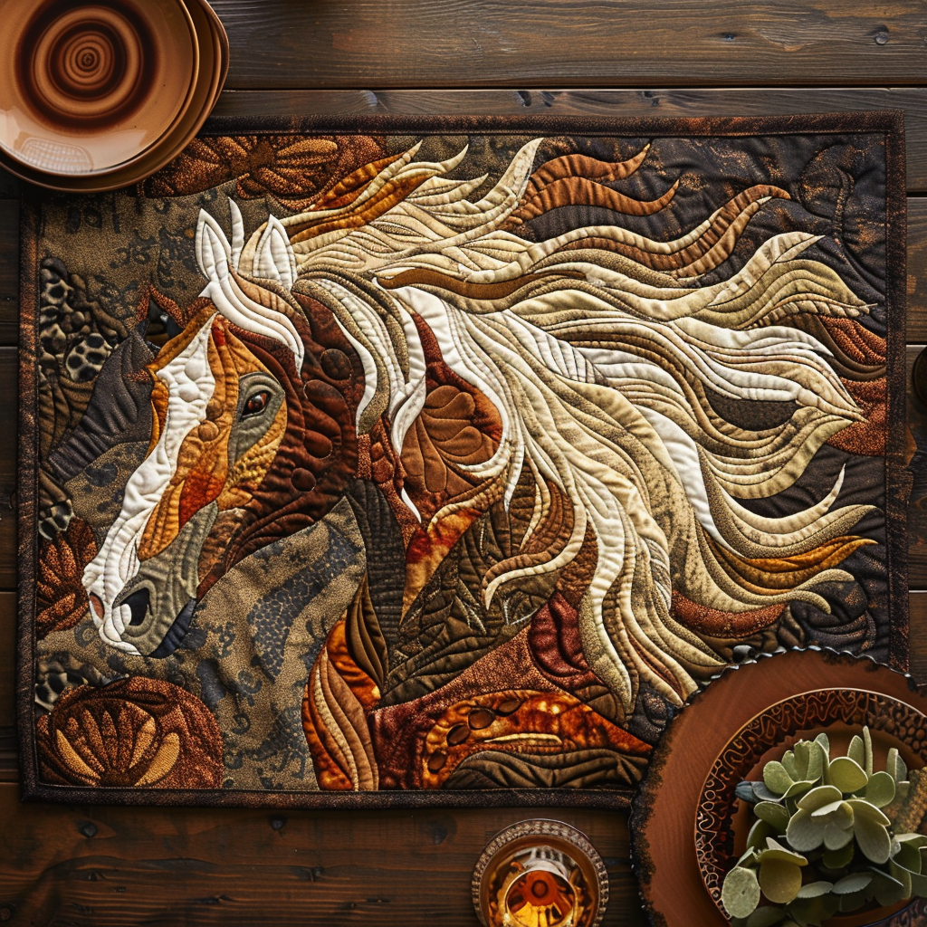 Spirit of the Wild quilted placemats – horse with flowing mane