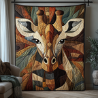 Patchwork Giraffe Face quilted throw – giraffe face in geometric patchwork