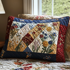 Wildflower Diamonds quilted pillowcase – wildflowers in patchwork diamonds