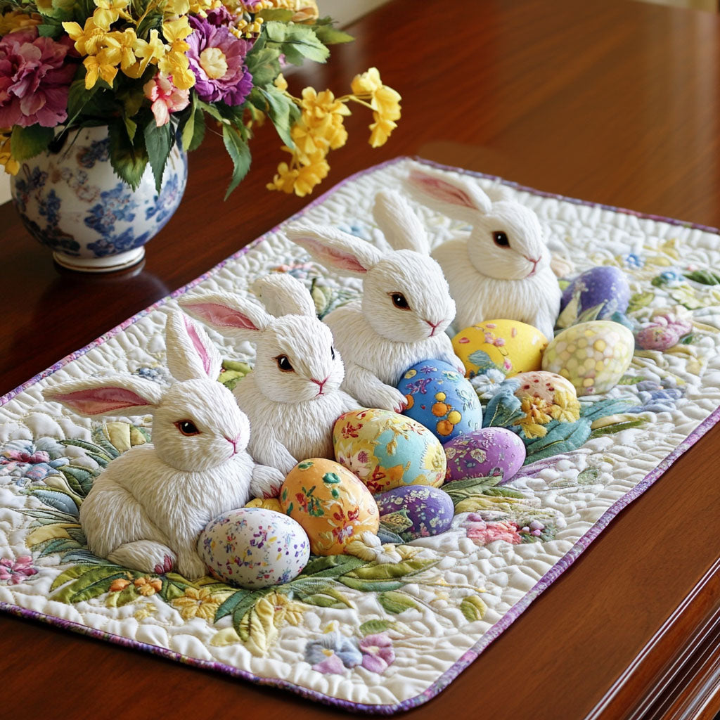 Spring Bunny quilted placemats – white bunnies with eggs