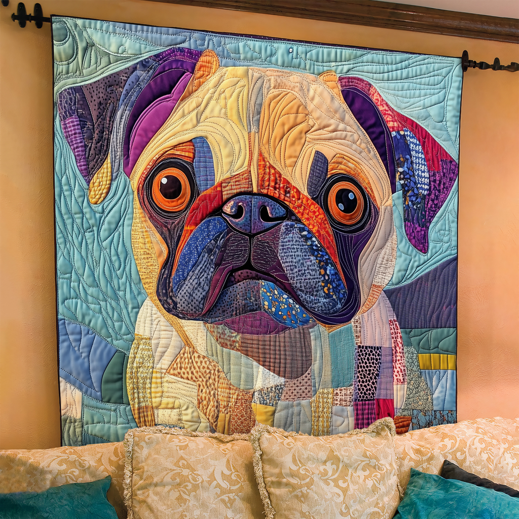 Quilted Throw - Patchwork Pug Love – view 2
