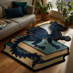 Steel Wyvern shaped rug – dragon on a book