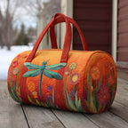 Summer Flutter quilted weekend bag – dragonfly on orange