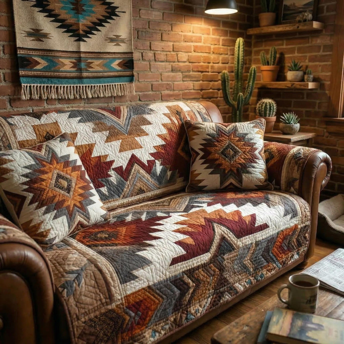Quilted Sofa Cover - Sunburnt Horizon