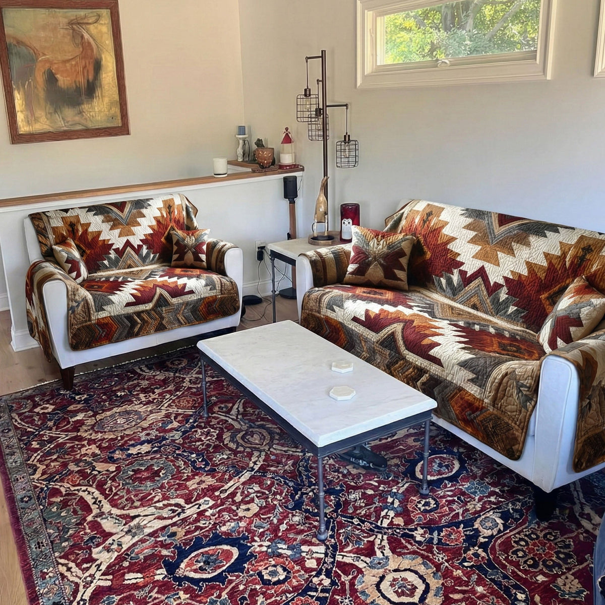 Quilted Sofa Cover - Sunburnt Horizon