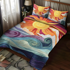 Two matching Sunburst pillow shams from the quilted bedspread set