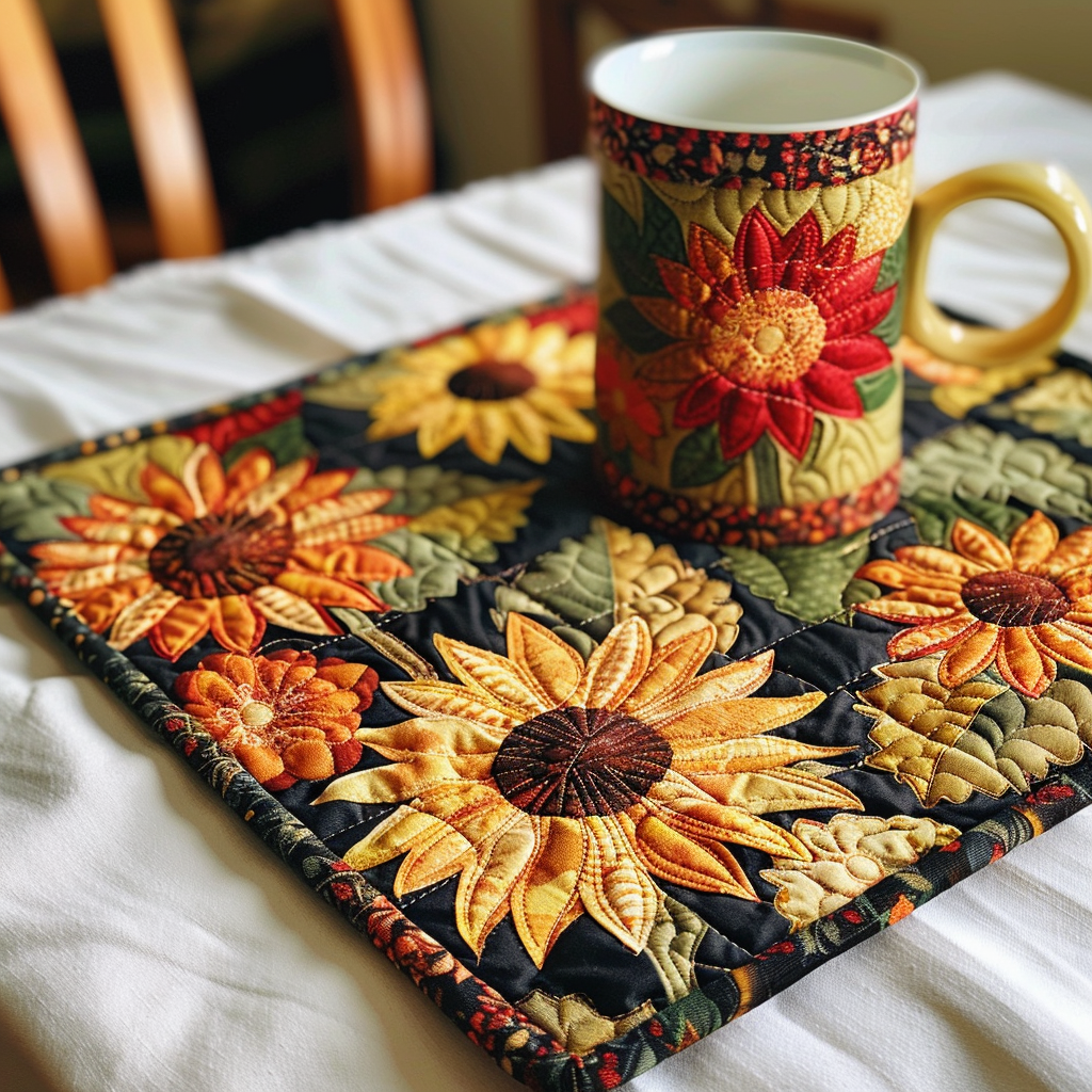 Sunflower Cluster quilted placemats – cluster of sunflowers