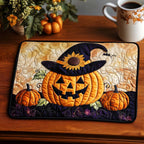 Sunflower Witch quilted placemats – pumpkin in witch hat
