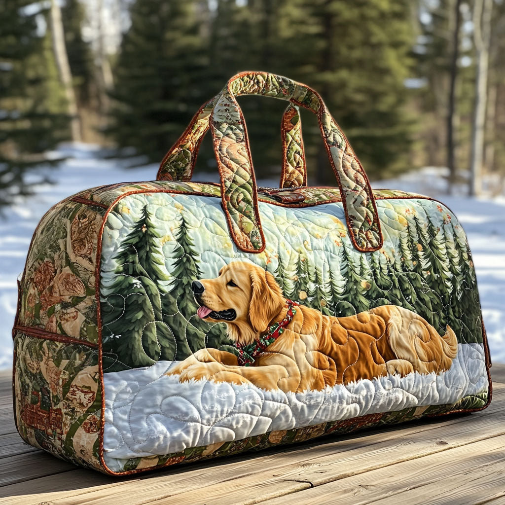 Sunlit Paws quilted weekend bag – retriever in snow