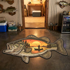 Sunset Bass shaped rug – bass with sunset scene