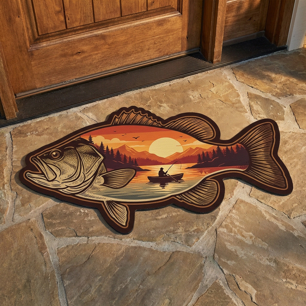 Sunset Bass shaped doormat – bass with sunset