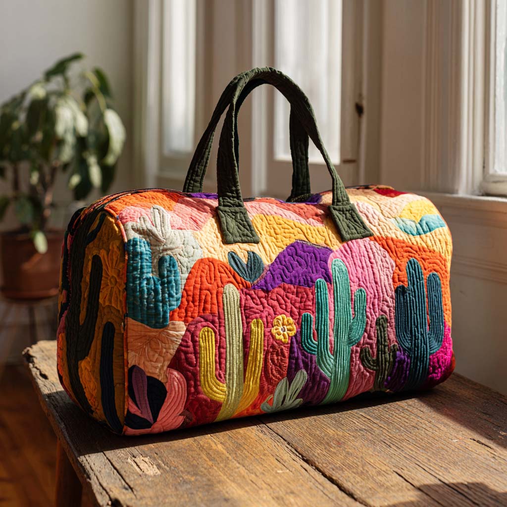 Sunset Cactus quilted weekend bag – patchwork desert