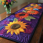 Sunflowers on Purple quilted table runner – sunflowers on purple