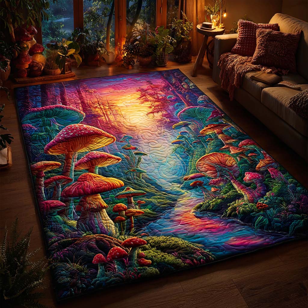 Sunset Mushroom rug – glowing mushrooms