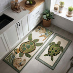 Sunset Reef kitchen mat set – turtles and seagrass
