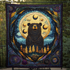 Moon Phase Bear quilted throw – black bear beneath moon phases