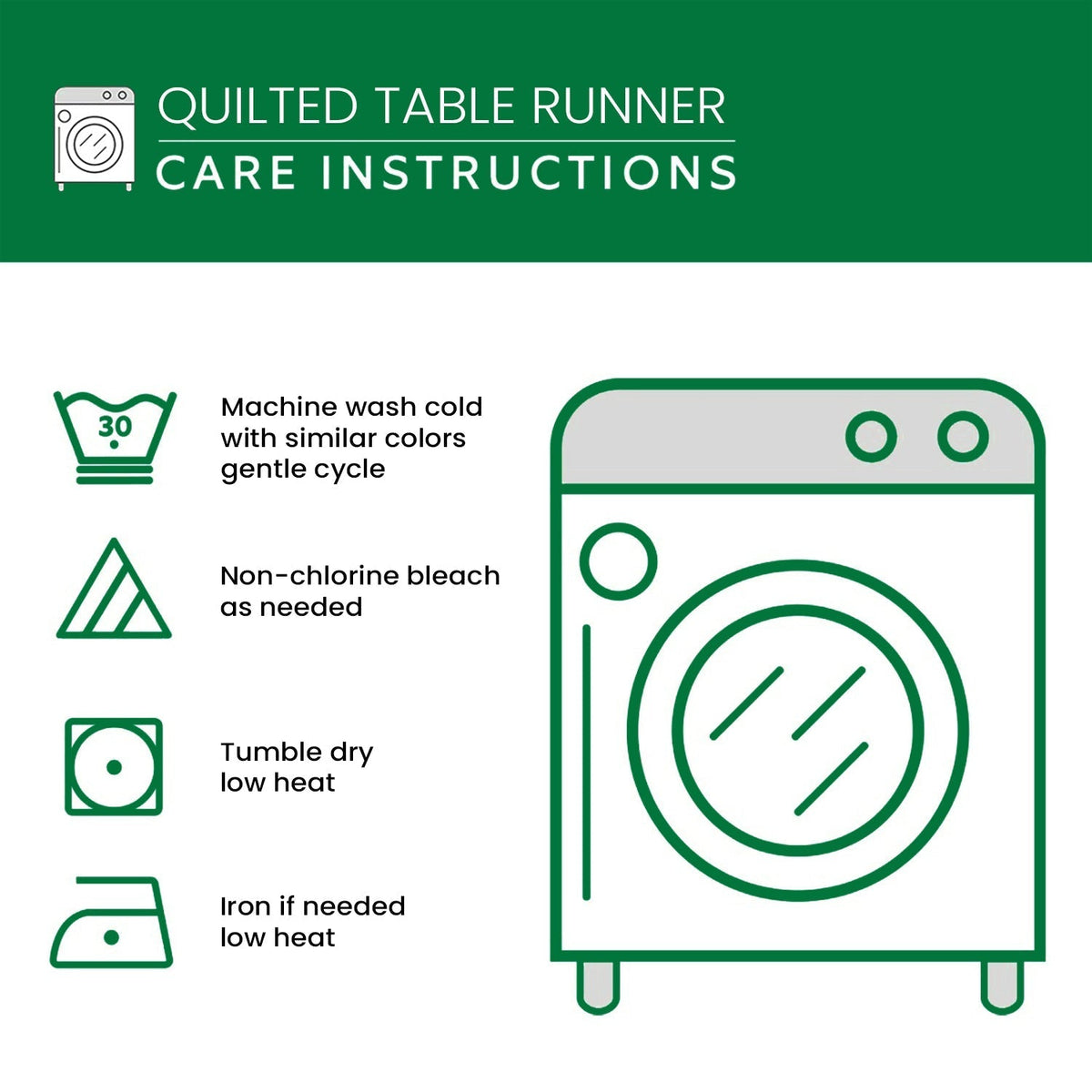 Care instructions – Quilted Table Runner - Marigold Garland