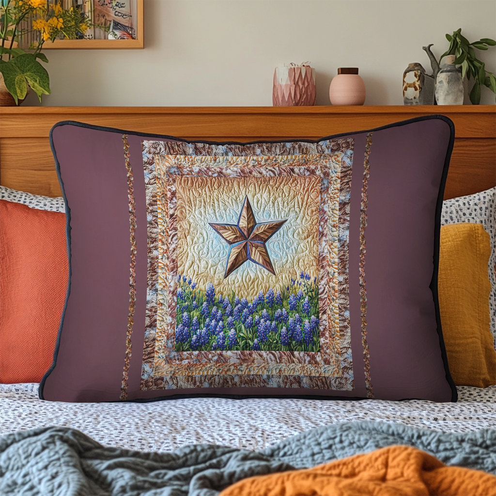 Quilted Pillowcase - Barn Star and Bluebonnets – view 2