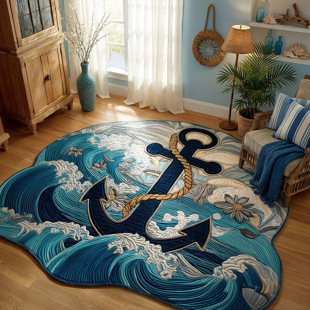 Aegean Wave Anchor shaped rug – anchor in waves