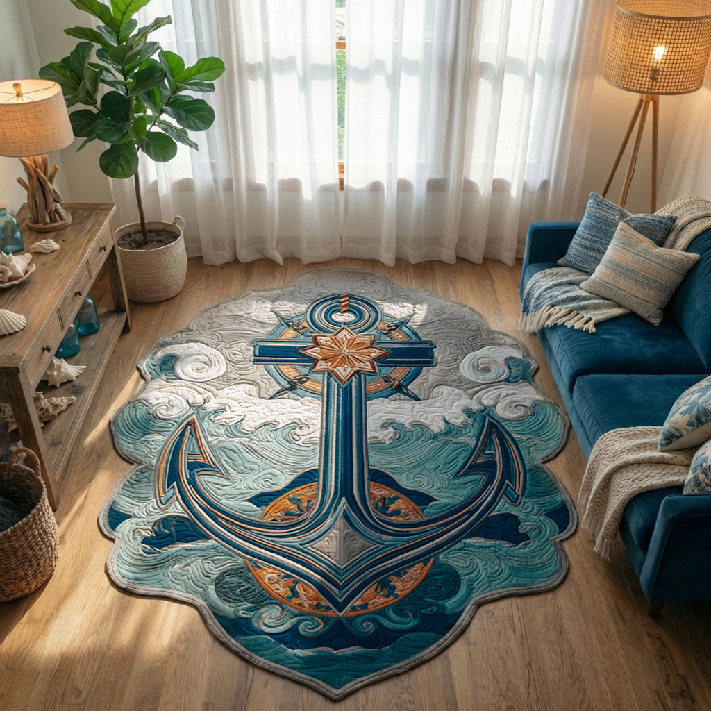 Sovereign Sea Anchor shaped rug – blue anchor