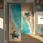 Wave Journey kitchen mat set – turtles on the shoreline