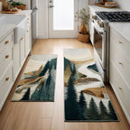 Forest Ridge kitchen mat set – pines and hills