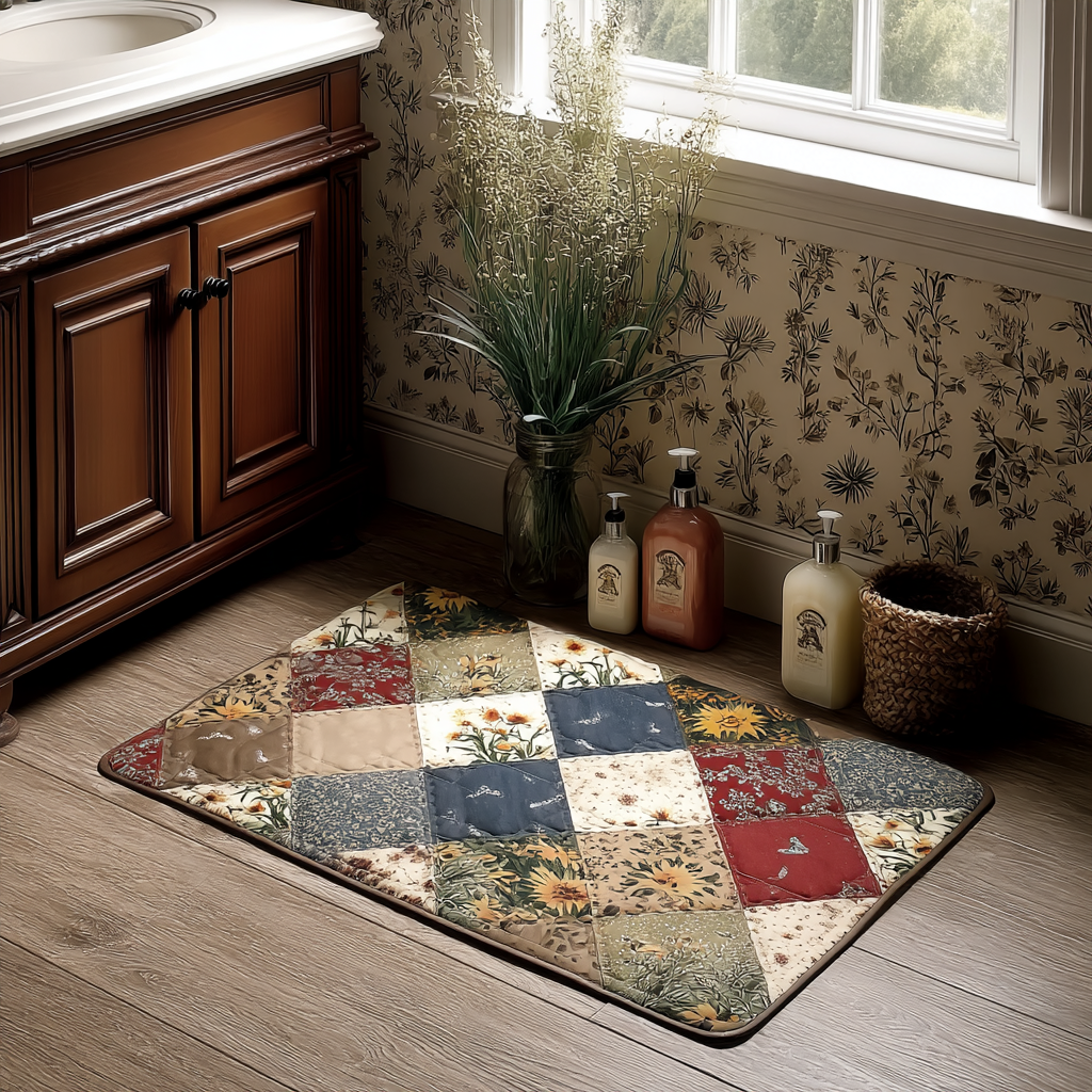 Classic Hearth Patchwork bath mat – diamond patchwork