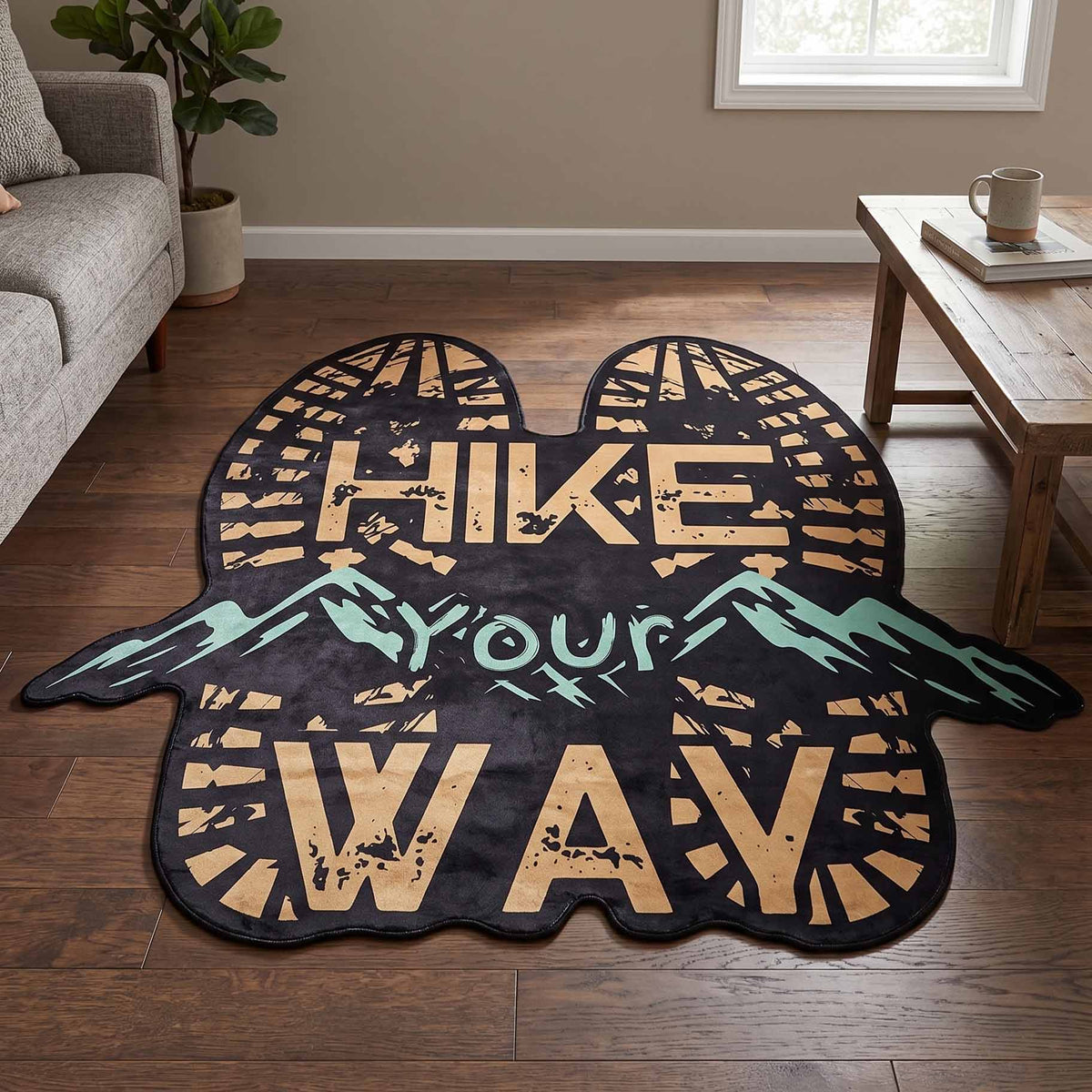 Hike Your Way shaped rug – hike Your Way sign