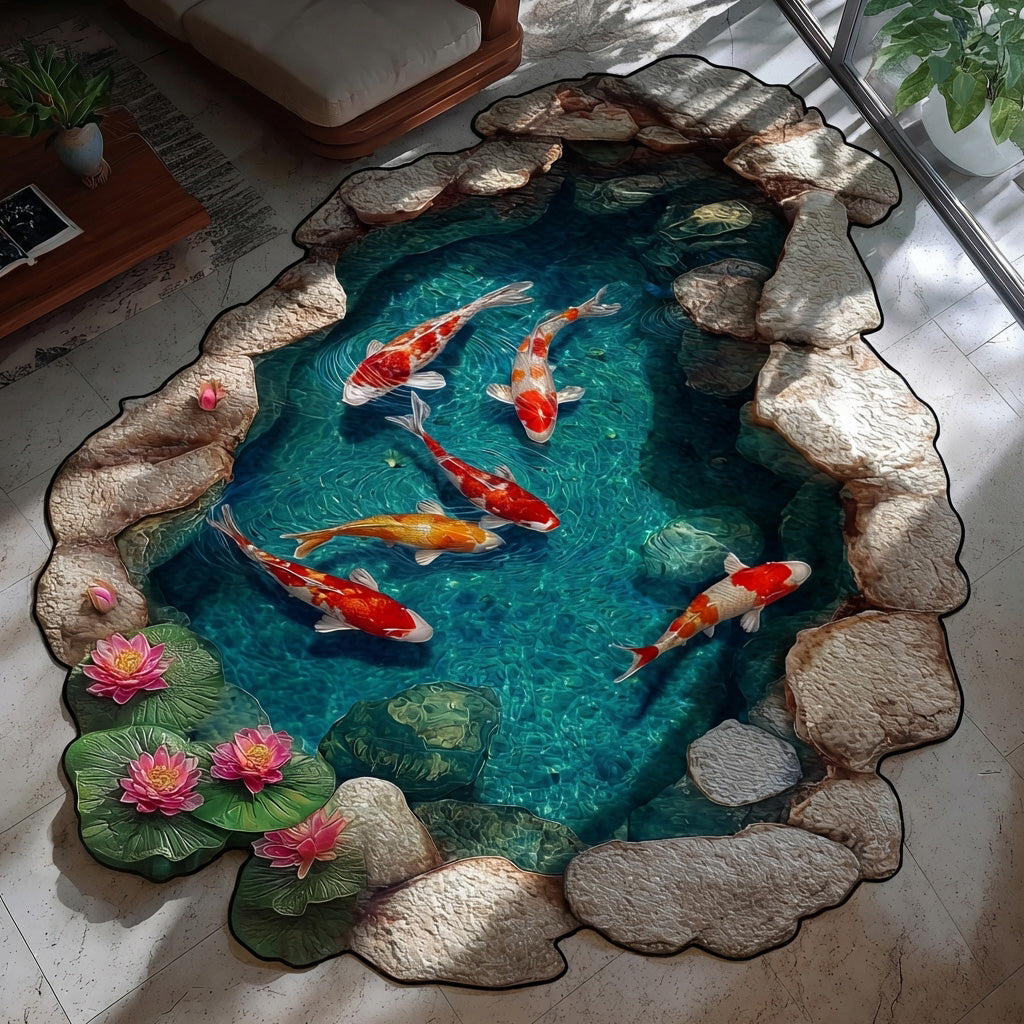 Tranquil Pool shaped rug – koi pool