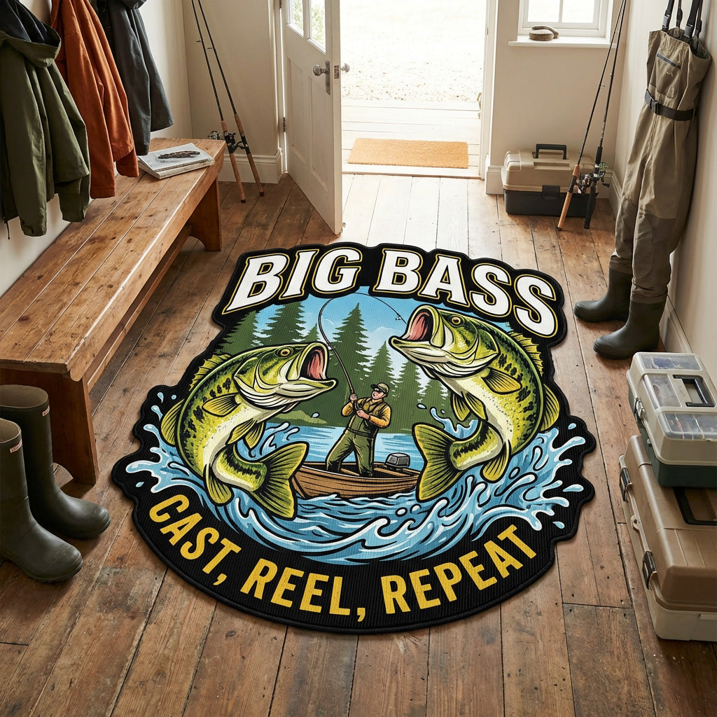 Trophy Bass shaped rug – big Bass badge