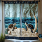 Palm Beach Turtles quilted curtains – turtles under a palm tree