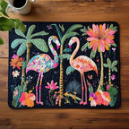 Tropical Duo quilted placemats – patterned flamingos