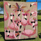 Flamingos in Sunglasses quilted throw – pink flamingos in sunglasses