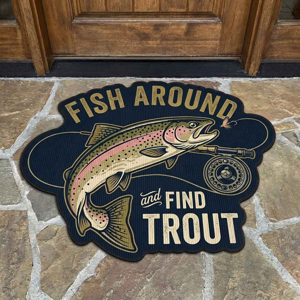 Trout Hunt shaped doormat – trout pun