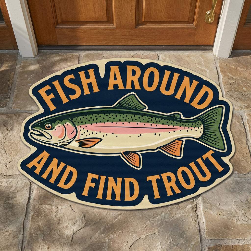 Trout Quest shaped doormat – trout pun