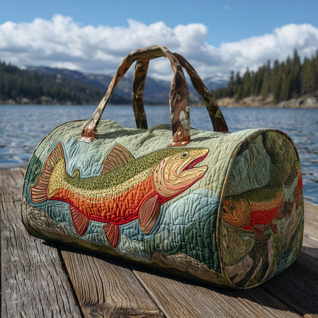 Trout Spirit quilted weekend bag – trout by lake