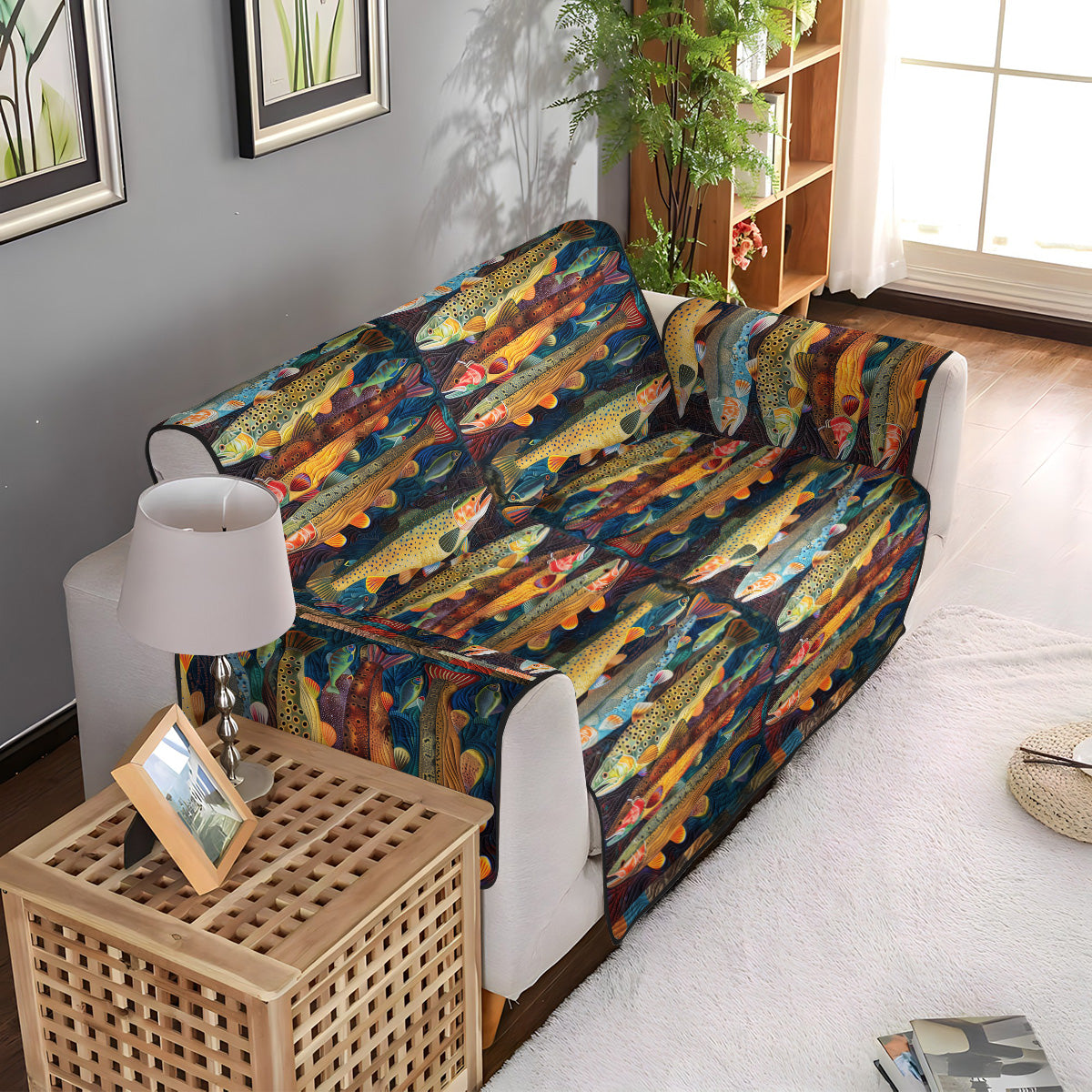 Quilted Sofa Cover - Trout Stream – view 4