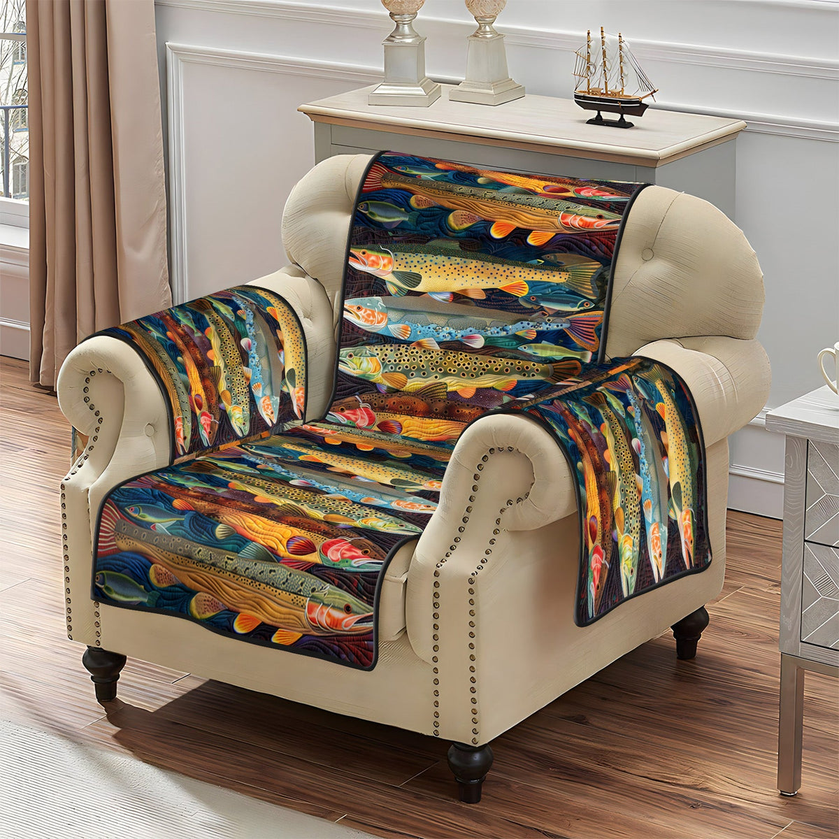 Quilted Sofa Cover - Trout Stream – view 5