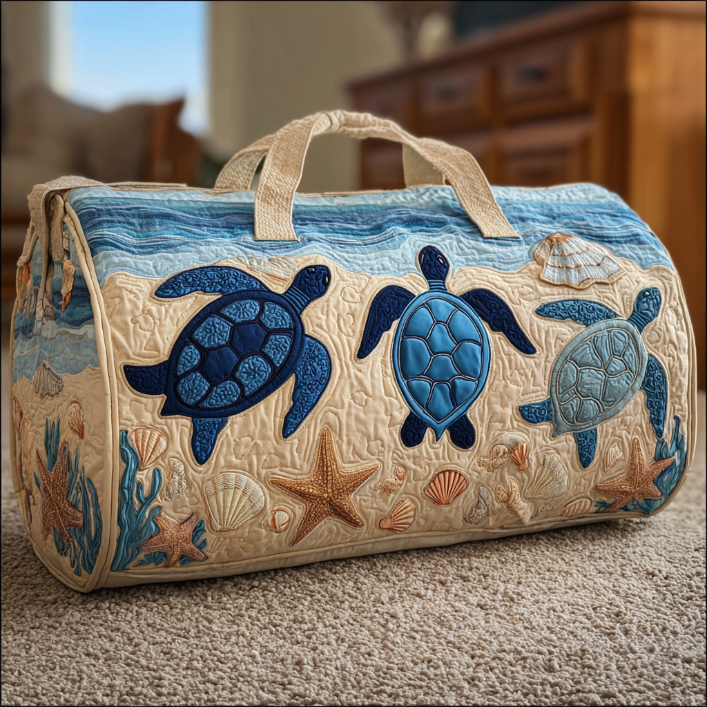 Turtle Dream Trio quilted weekend bag – three turtles