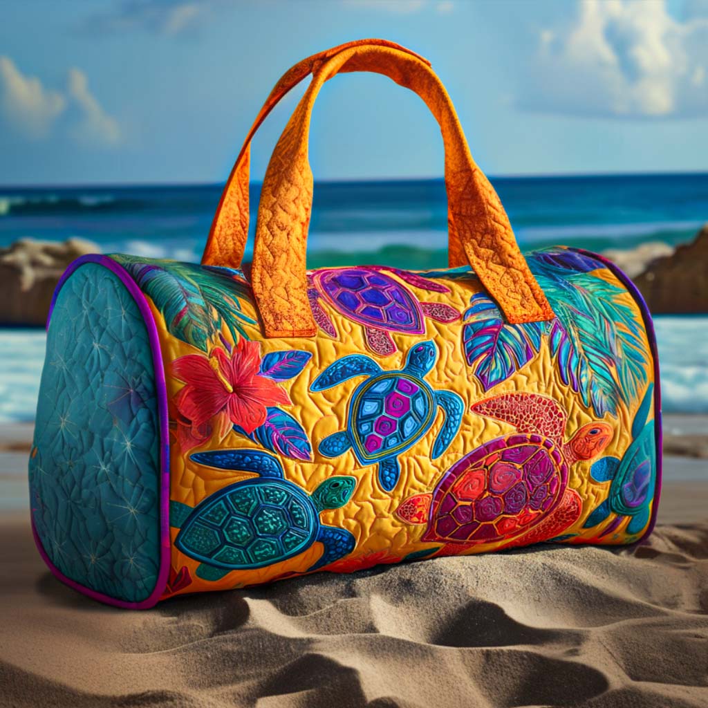 Turtle Fiesta quilted weekend bag – bright turtles