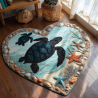 Turtle Grace Heart shaped rug – turtle in a pebble heart