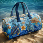 Turtle Paradise quilted weekend bag – turtles in blue water