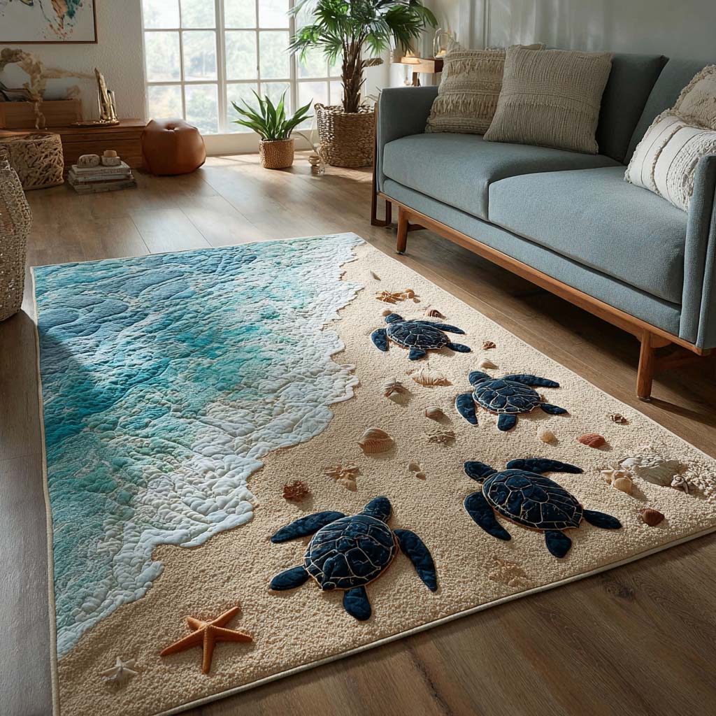 Turtle Path rug – turtles on the sand