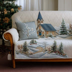 Snowy Chapel quilted sofa cover – chapel among snowy pines