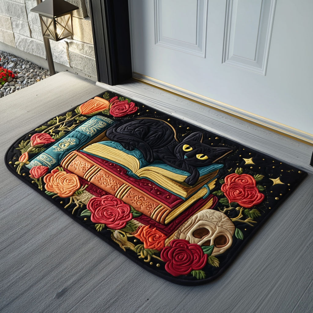 Victorian Gothic Muse shaped doormat – gothic cat and roses
