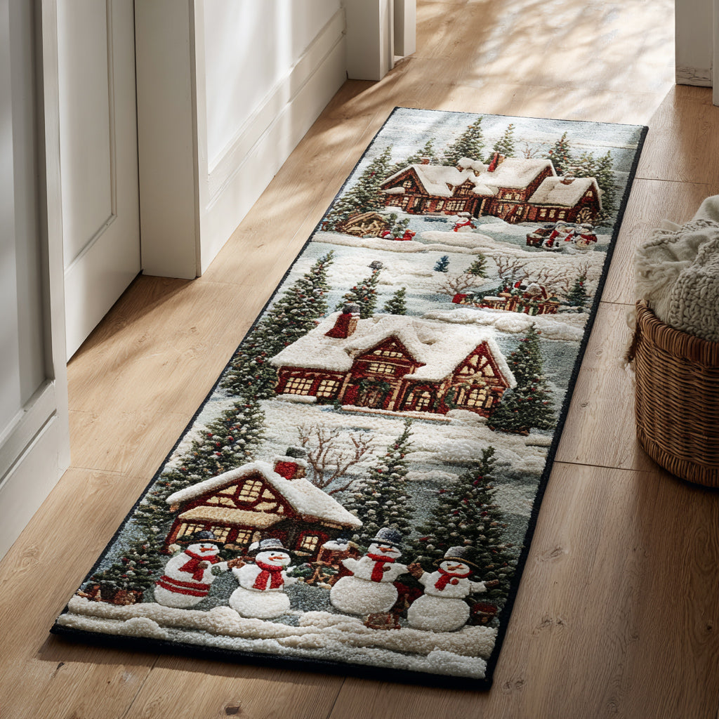 Village Snowman hallway runner – snowmen and cabins