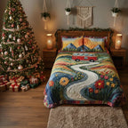 Close-up of the wave-stitch quilting on the Vintage Wanderlust bedspread