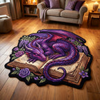Violet Spell shaped rug – dragon asleep on a book