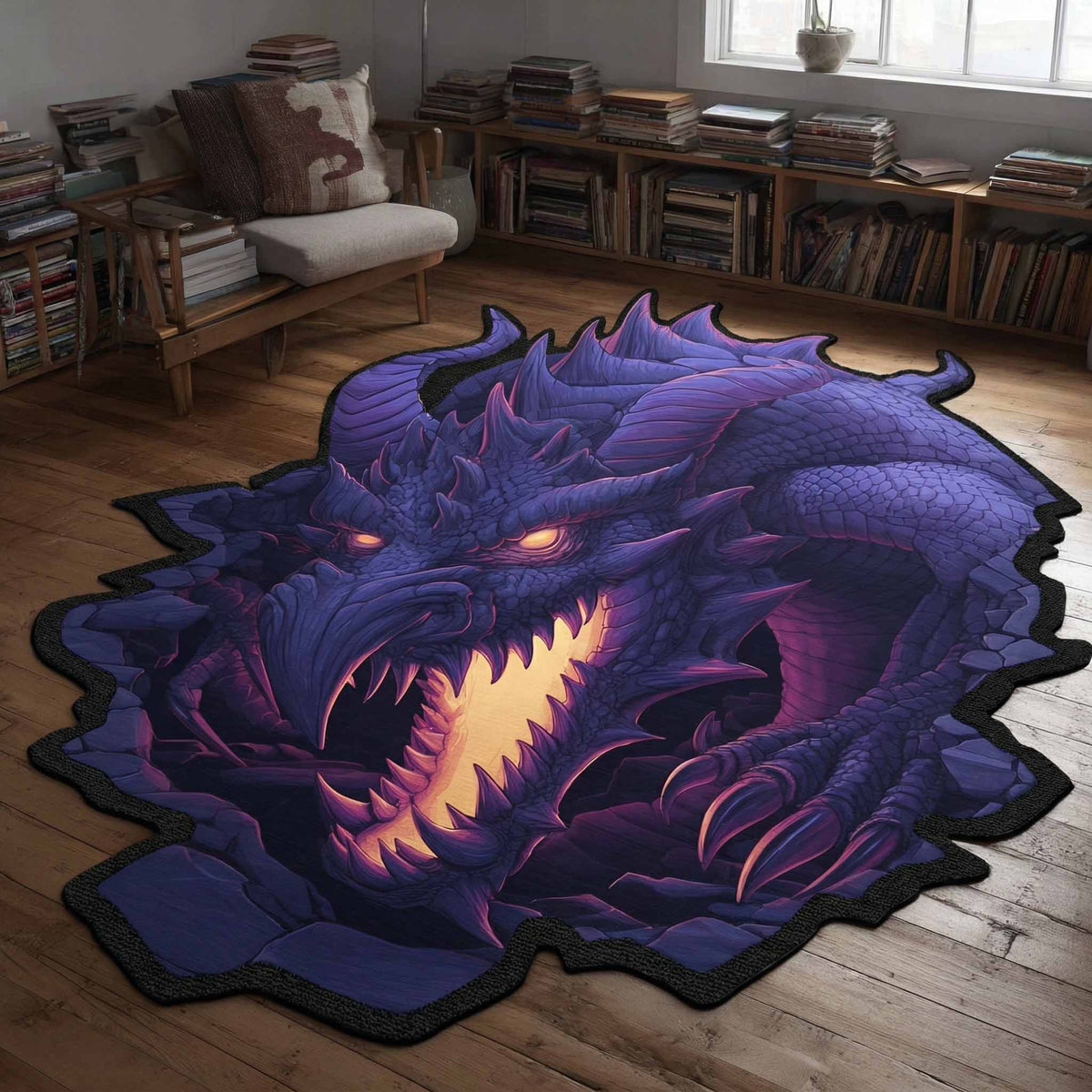 Void Fang shaped rug – purple dragon head